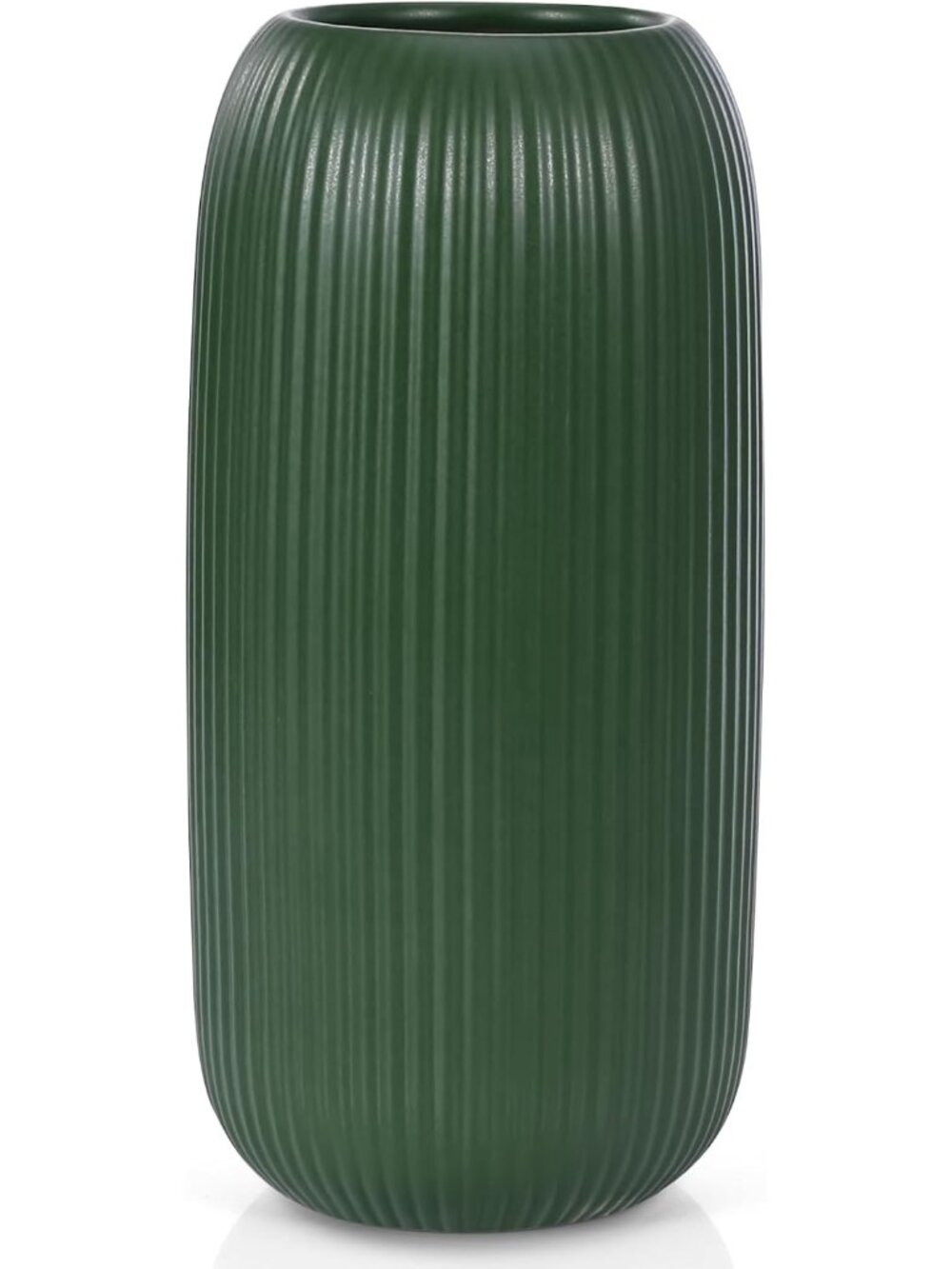 Modern Small Green Ceramic Vase Flowers Ribbed Textured Farmhouse Home Livings